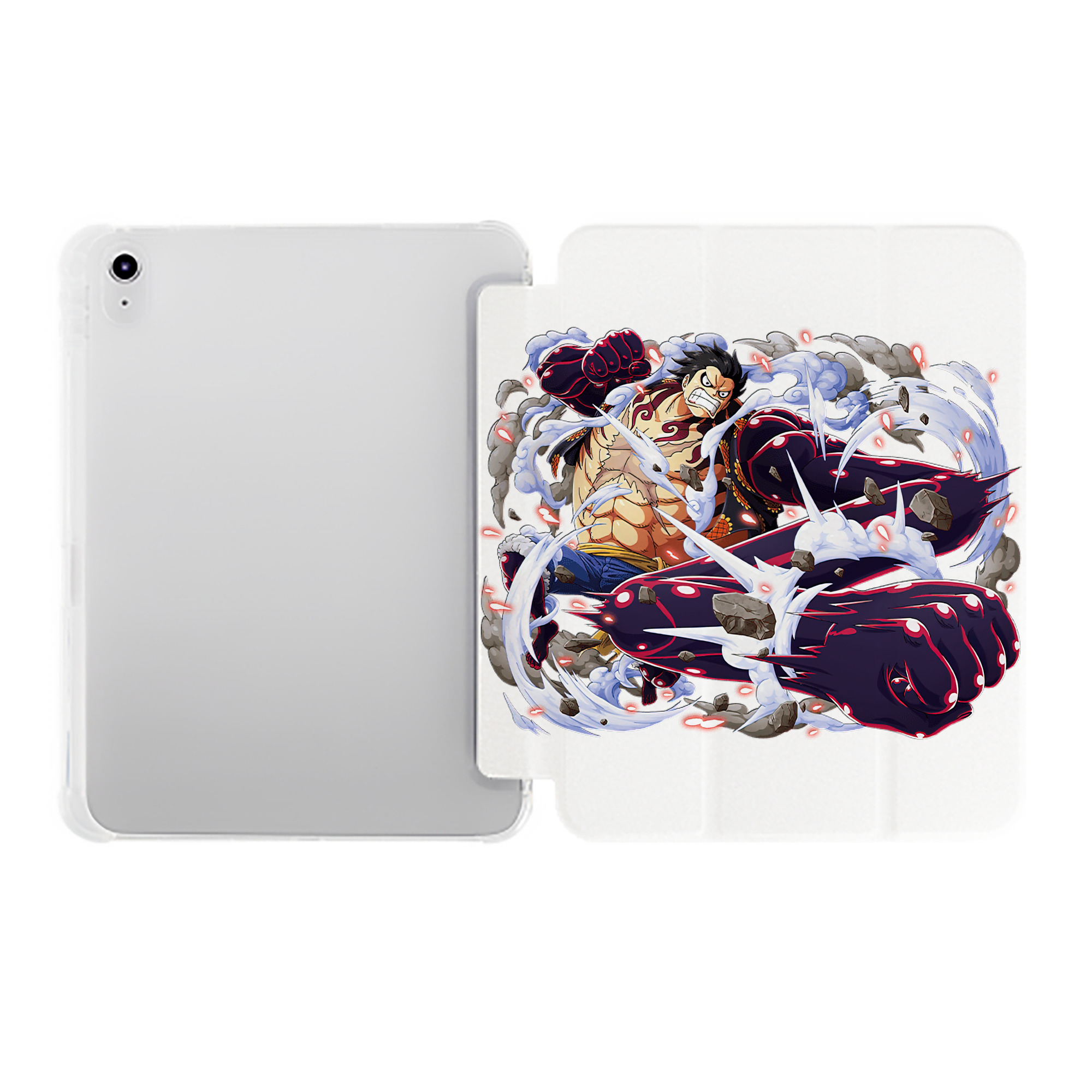 （画像用） ワンピース モンキー・D・ルフィ ONE PIECE Monkey D. Luffy IPad ケース ペン収納付き 三つ折りスタンド PUレザー×シリコン 対応機種9.5/10.5/10.9インチ
